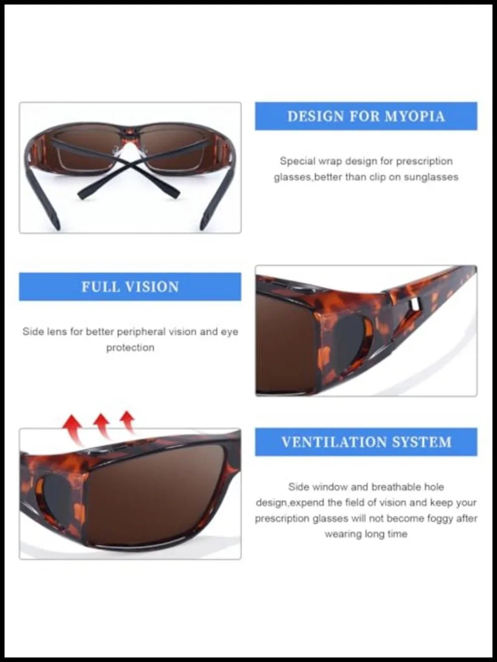 Fit Over Glasses Sunglasses Polarized Wrap Around UV Protection